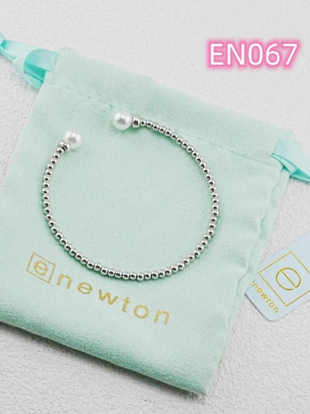 Enewton Platinum Bead & Pearl Bangle